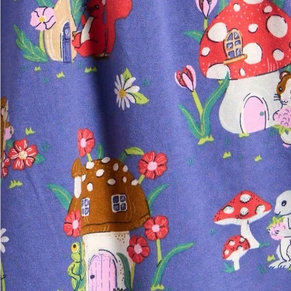 Mini Boden Toadstool Print Long-sleeve Cotton dress | size 7-8 - Picture 4 of 12